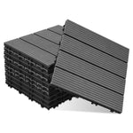 11er-Set WPC Terrassenfliesen für 1m² (30x30cm): Balkon-Klickfliesen mit Drainage | Wasserfest, Korrosionsbeständig
