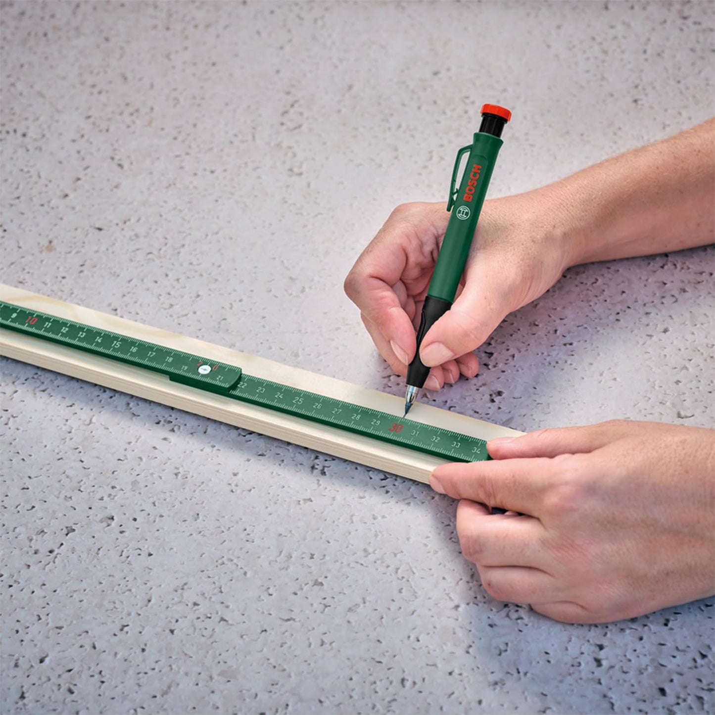 Bosch marking set with spirit level 25cm, scale 2m and deep hole marker pencil