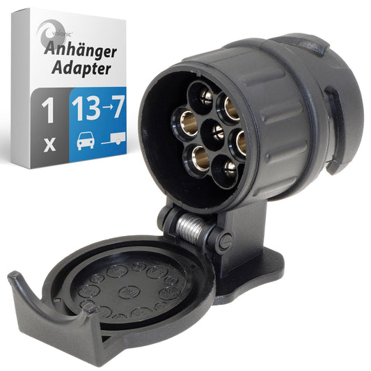 valonic Premium Anhänger Adapter (13 auf 7-polig) für Pkw, Kfz und LKW | Schwarz