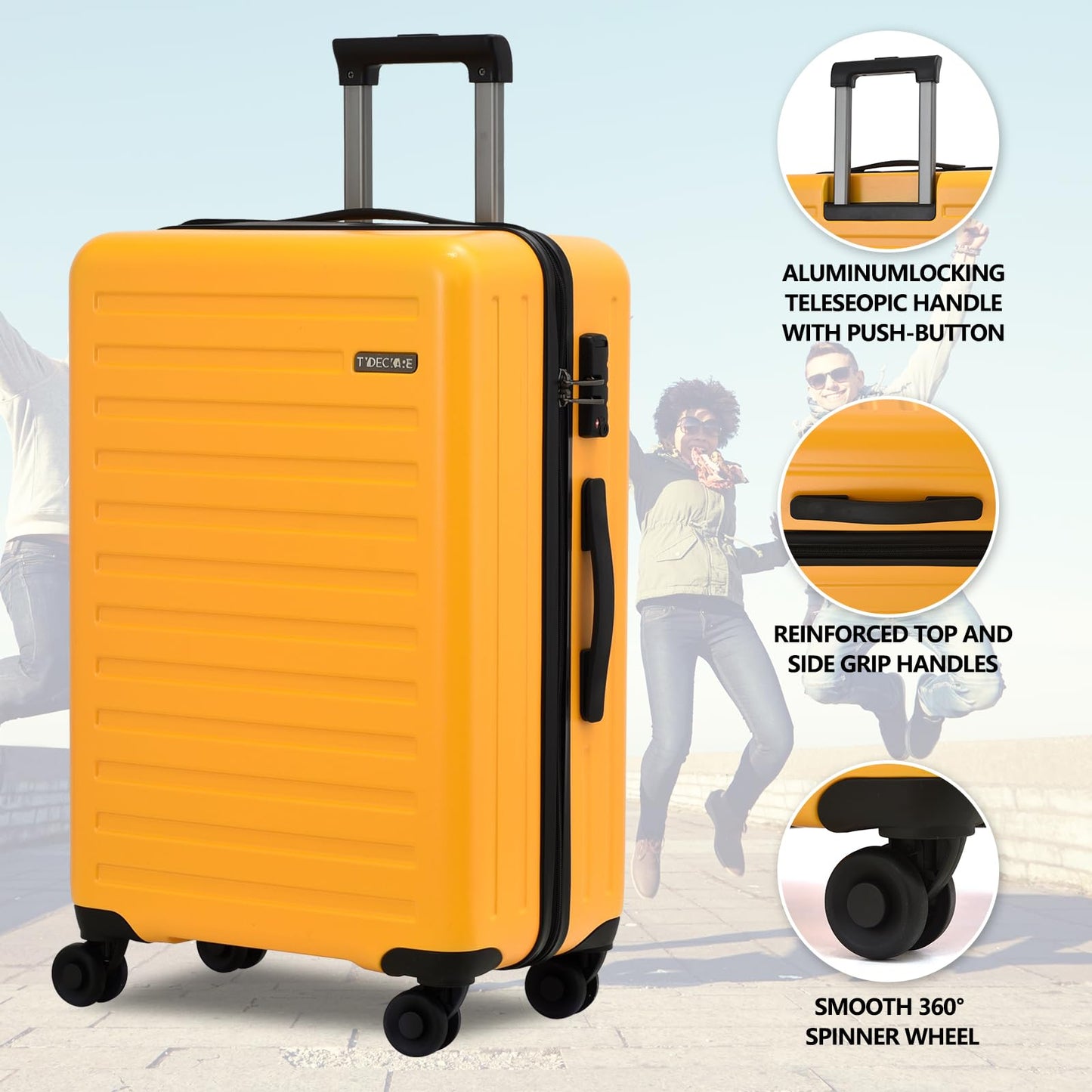 TYDECKARE Hartschalen Reisekoffer-Set (2-teilig) mit Frontöffnung, TSA Schloss | Orange