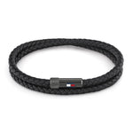 Tommy Hilfiger double-wrapped leather bracelet with stainless steel details