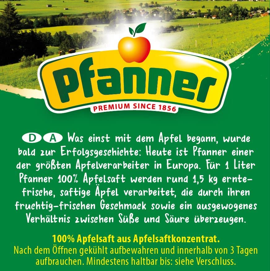 Pfanner 100% vitaminreicher Apfelsaft (8x 1 Liter): ohne Zuckerzusatz