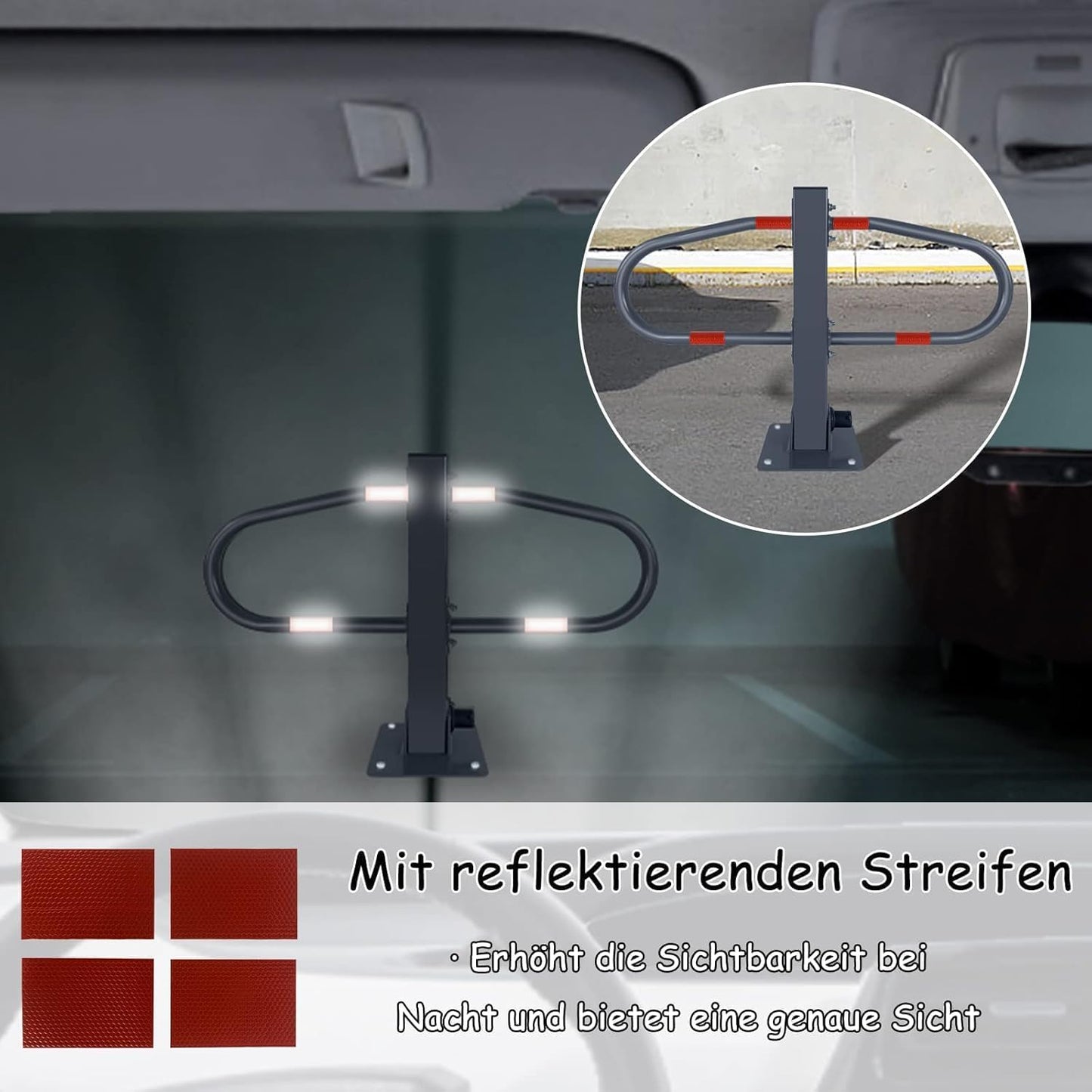 FIVMEN Galvanized Parking Barrier | Foldable with Keys and Reflective Stickers