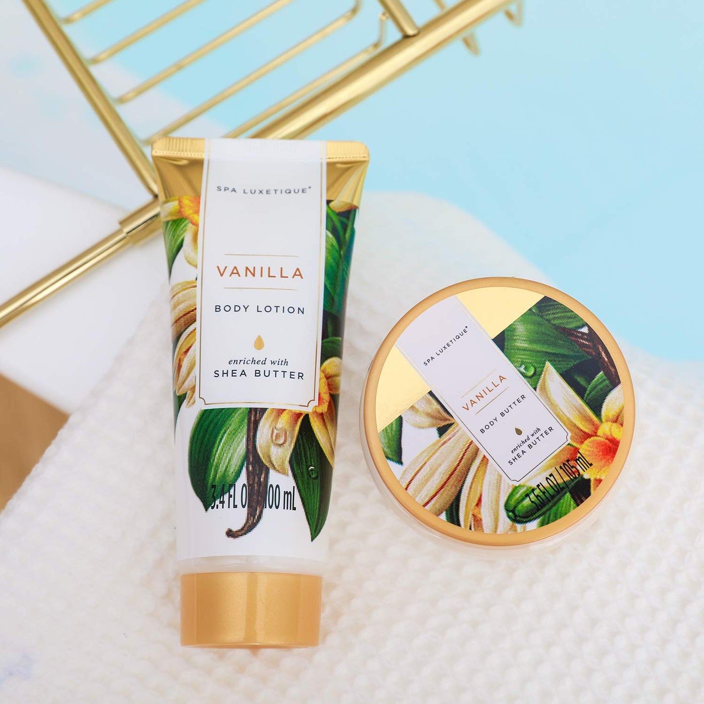 spa luxetique Bad Geschenkset (8-teilig) | Vanilleduft für pflegende Wohlfühlmomente