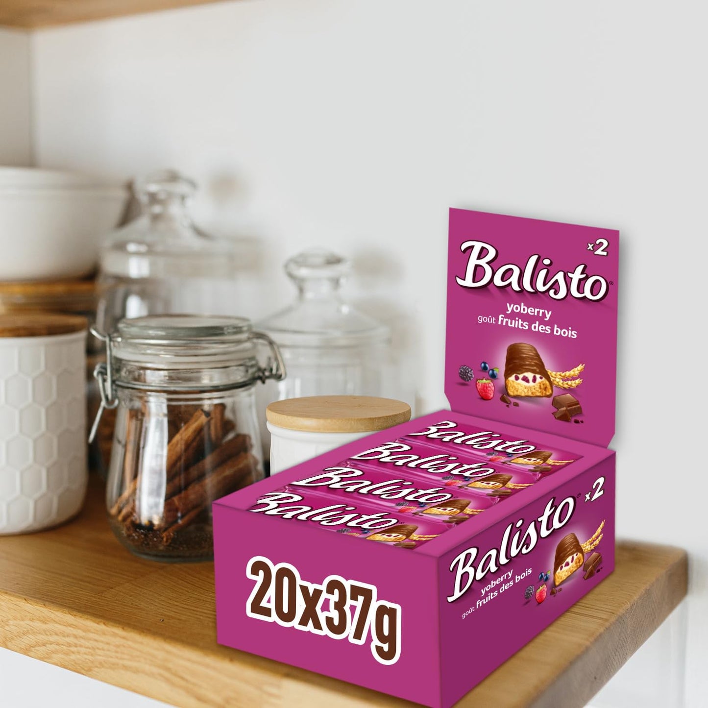 BALISTO Schokoladen Großpackung | Getreide Schokoriegel mit Joghurt-Beeren (20x 37g = 740g)