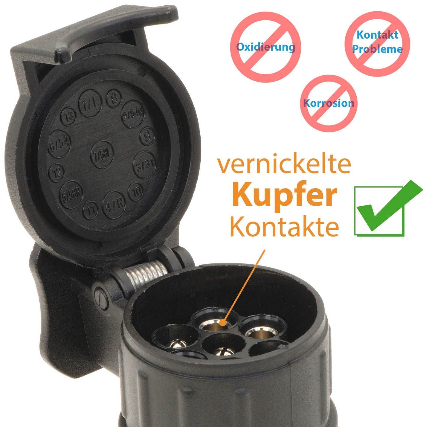 valonic Premium Anhänger Adapter (13 auf 7-polig) für Pkw, Kfz und LKW | Schwarz