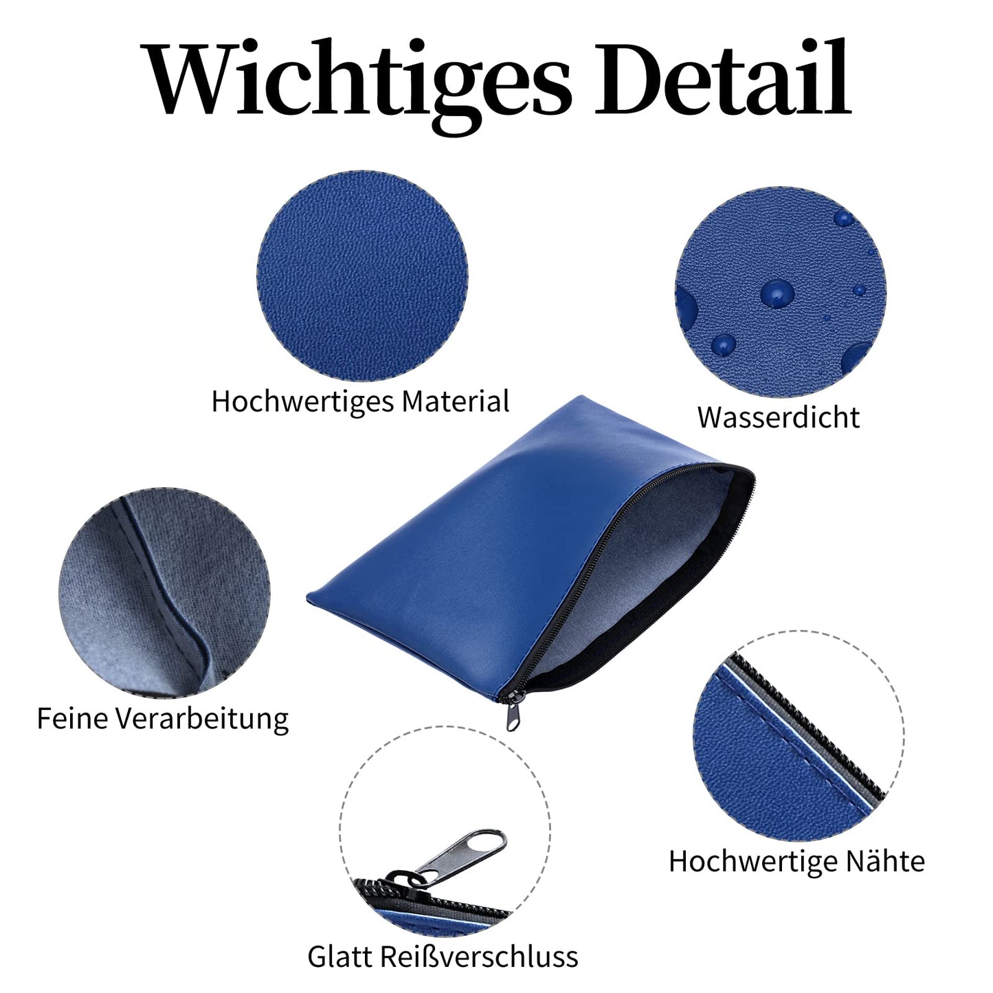 3 Stück Banktaschen aus Kunstleder (25x16cm): Geldtasche für A5 Dokumente, Geldmappe