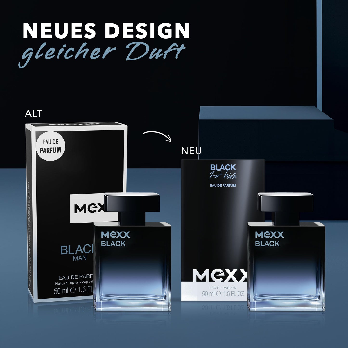 MEXX BLACK Man Eau de Parfume (50ml) mit aquatisch-holzigen Noten