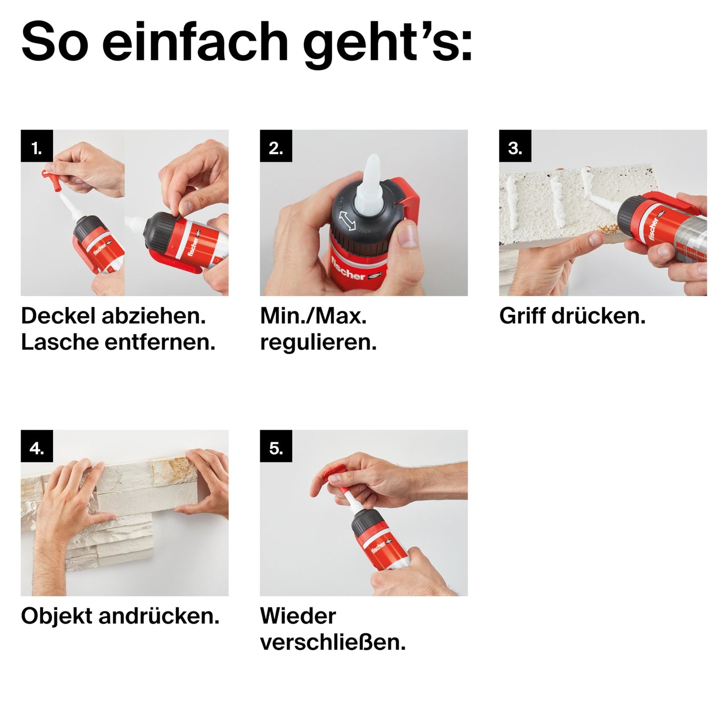 fischer Montagekleber (Super Stark) für Innen und Außen | 300g: Stein, Beton, Emaille, Keramik, uvm...