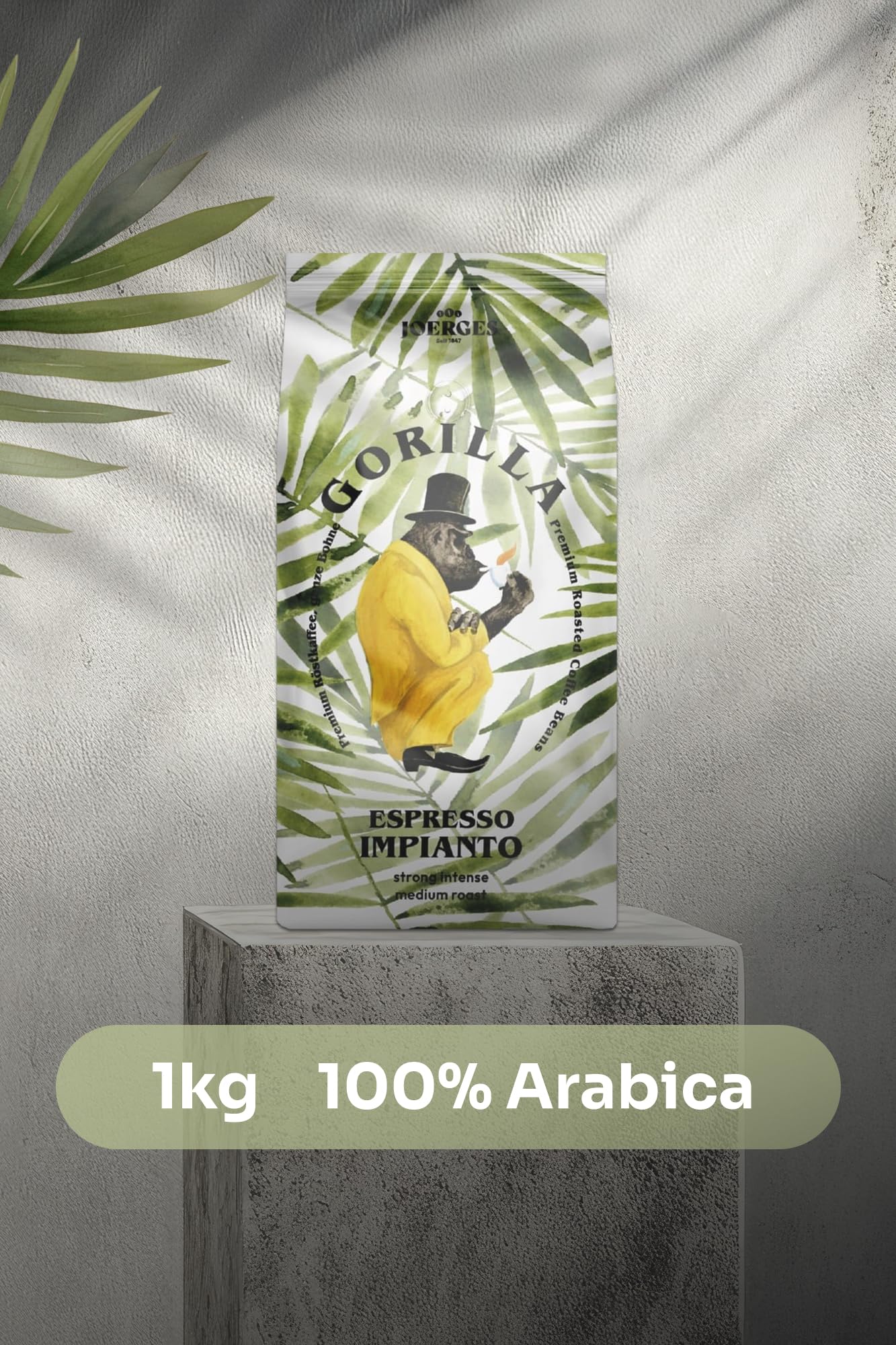 JOERGES GORILLA Espresso Impianto (1kg): Schokoladige Ganze Bohnen mit Fruchtigem Abgang
