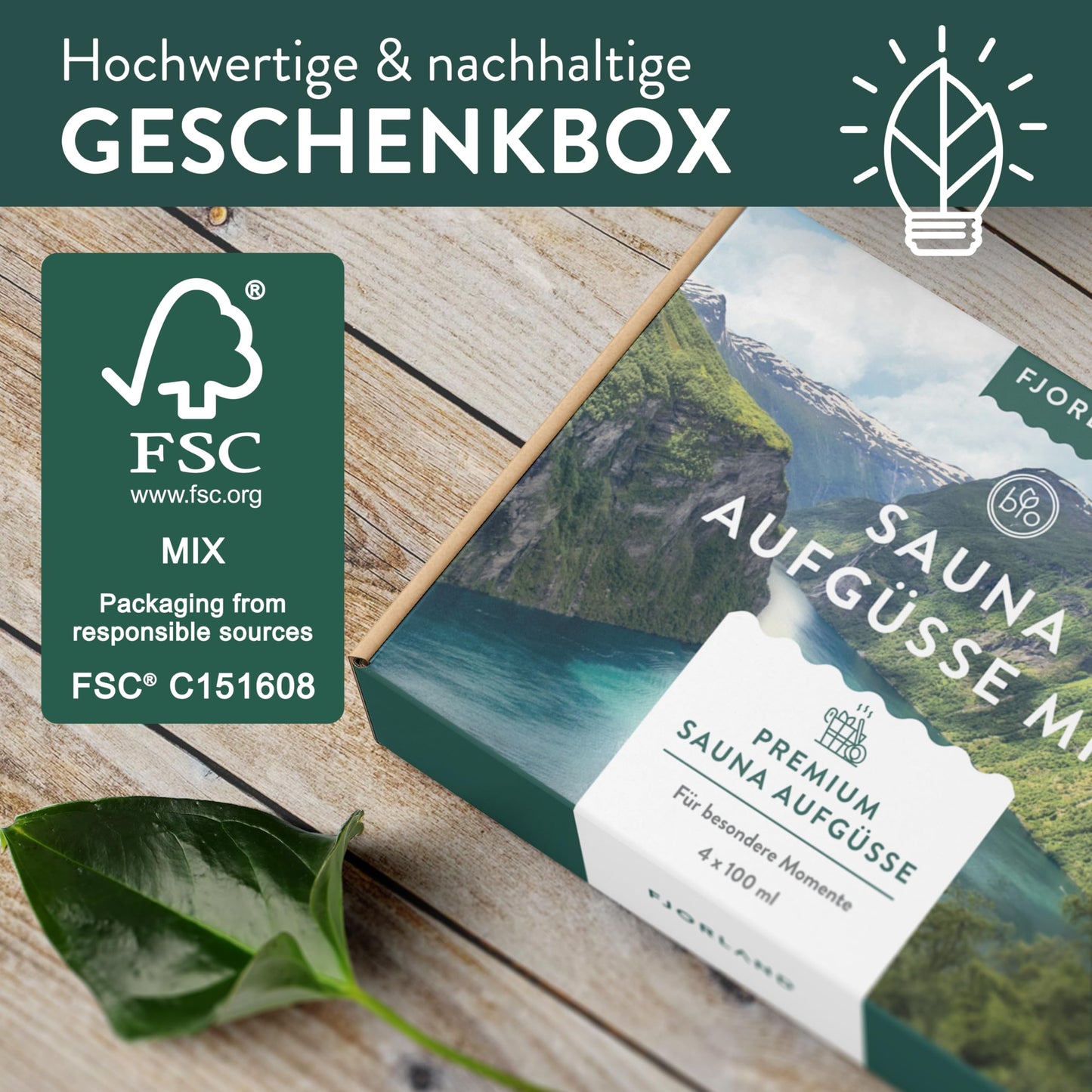 Fjorland BIO Ätherische-Saunadüfte Geschenkset (4x100ml) in hochwertiger Geschenkbox