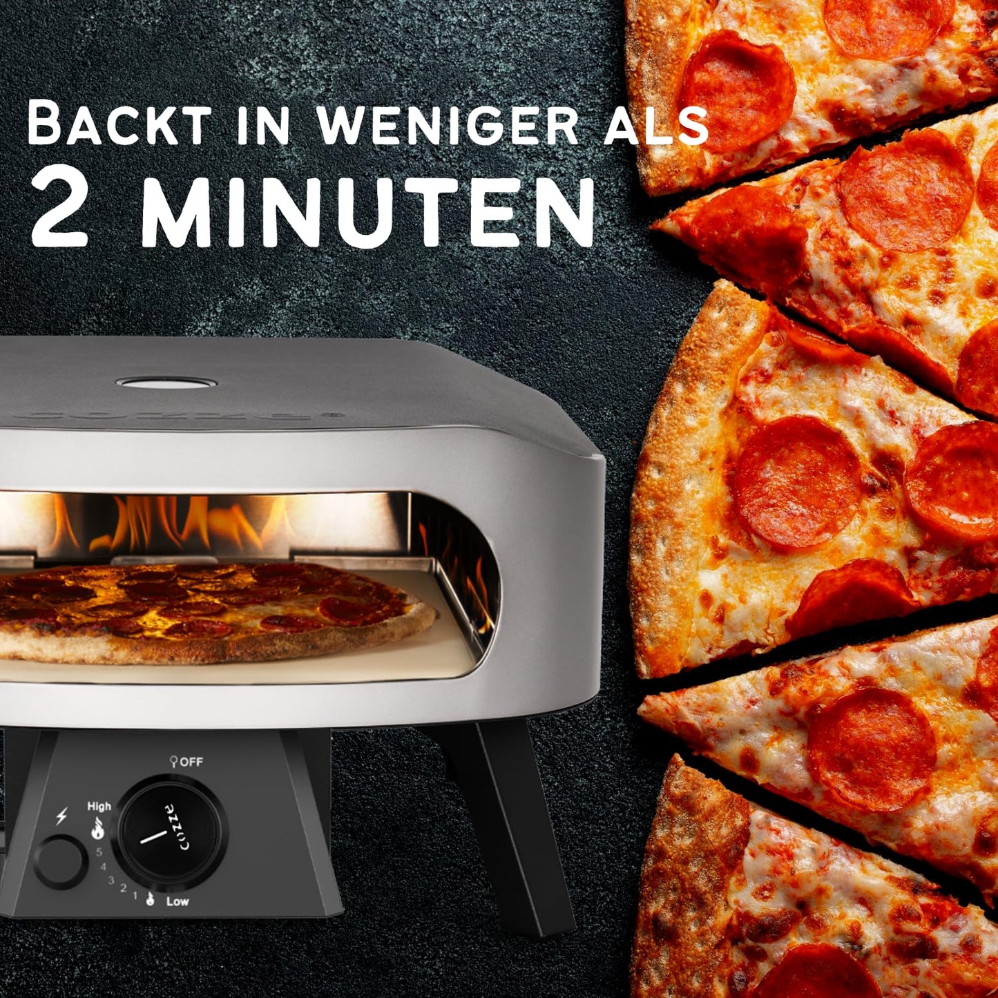 COZZE Mini Gas-Pizzaofen (50mbar) mit Regulator für kleine Pizzen