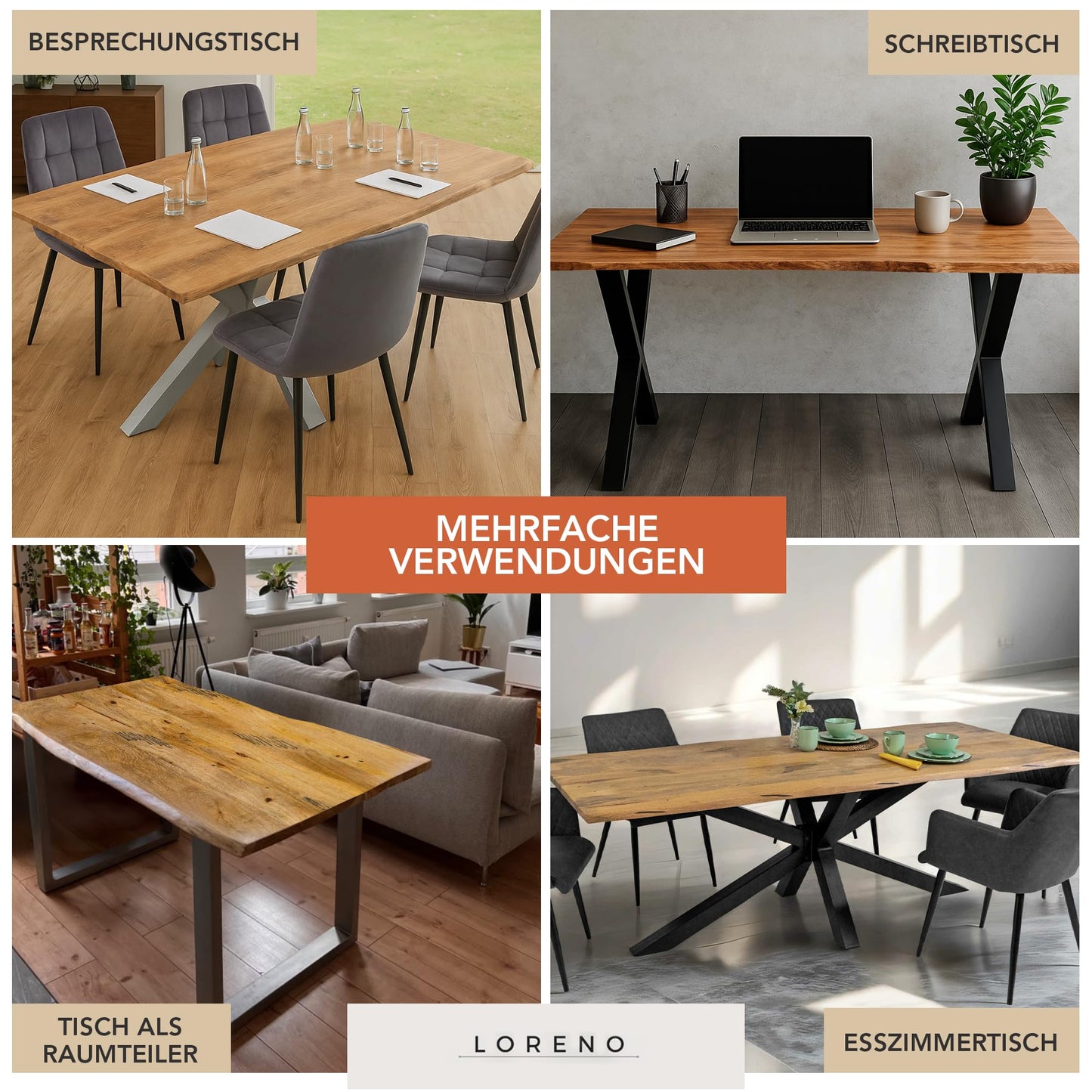 Loreno Handcrafted Mango Wood Dining Table | Solid Wood Table with Tree Edge