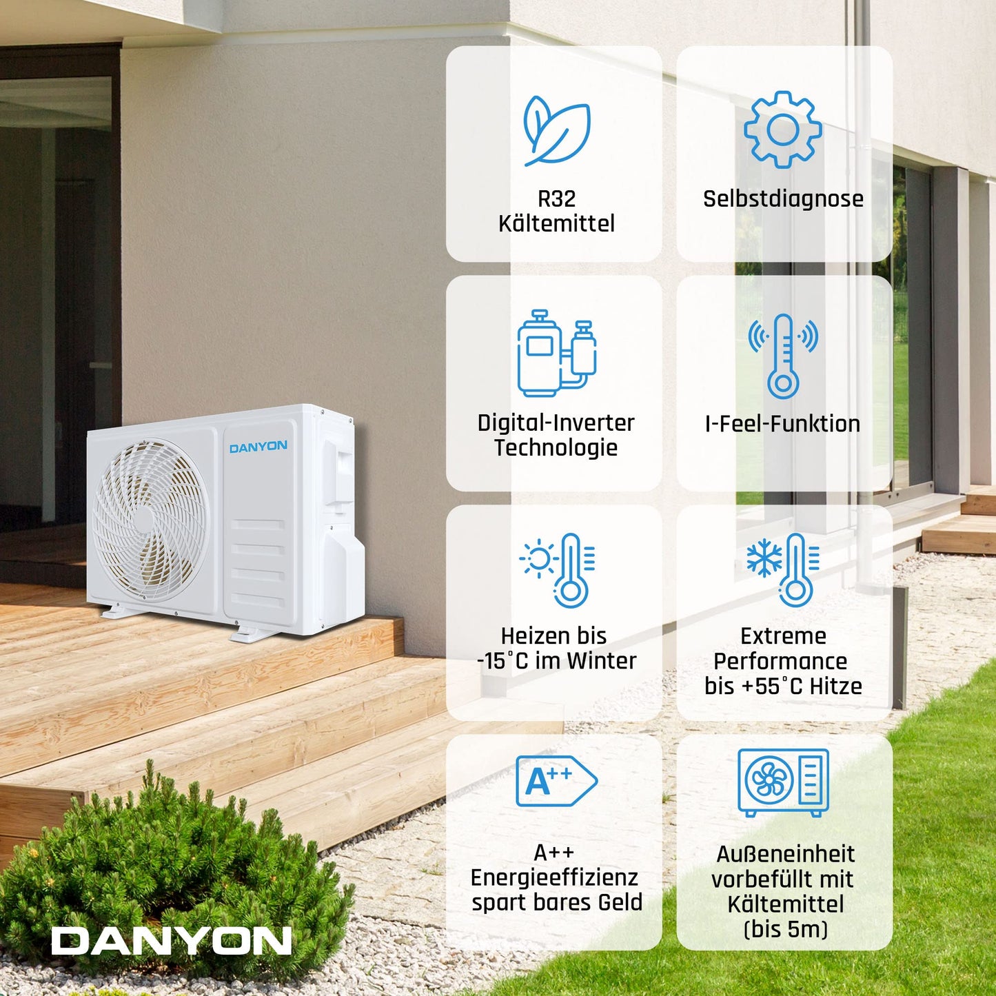Danyon multi-split air conditioner with 2 indoor units: 18000BTU - 5.2kW - Wifi + APP