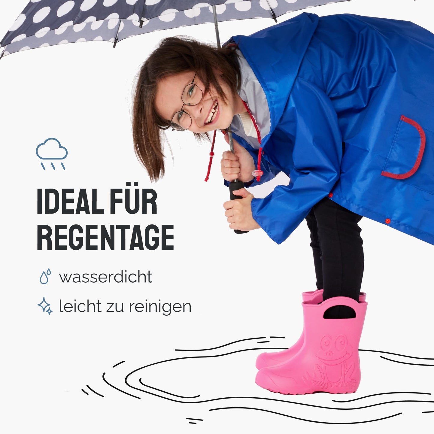 LADEHEID Eva Kinder Gummistiefel für Jungen und Mädchen: Wasserdichte Regenstiefel