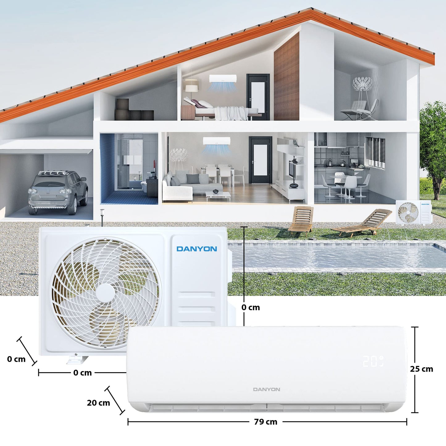 Danyon multi-split air conditioner with 2 indoor units: 18000BTU - 5.2kW - Wifi + APP