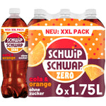 Schwip-Schwap ZERO XXL-Pack (6x 1.75l): Koffeinhaltiges Cola-Erfrischungsgetränk mit Orange