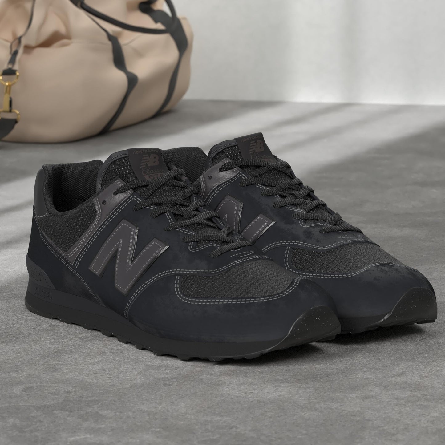 New Balance 574 Herren Sneaker in Schwarz (Triple Black): ENCAP-Zwischensohle