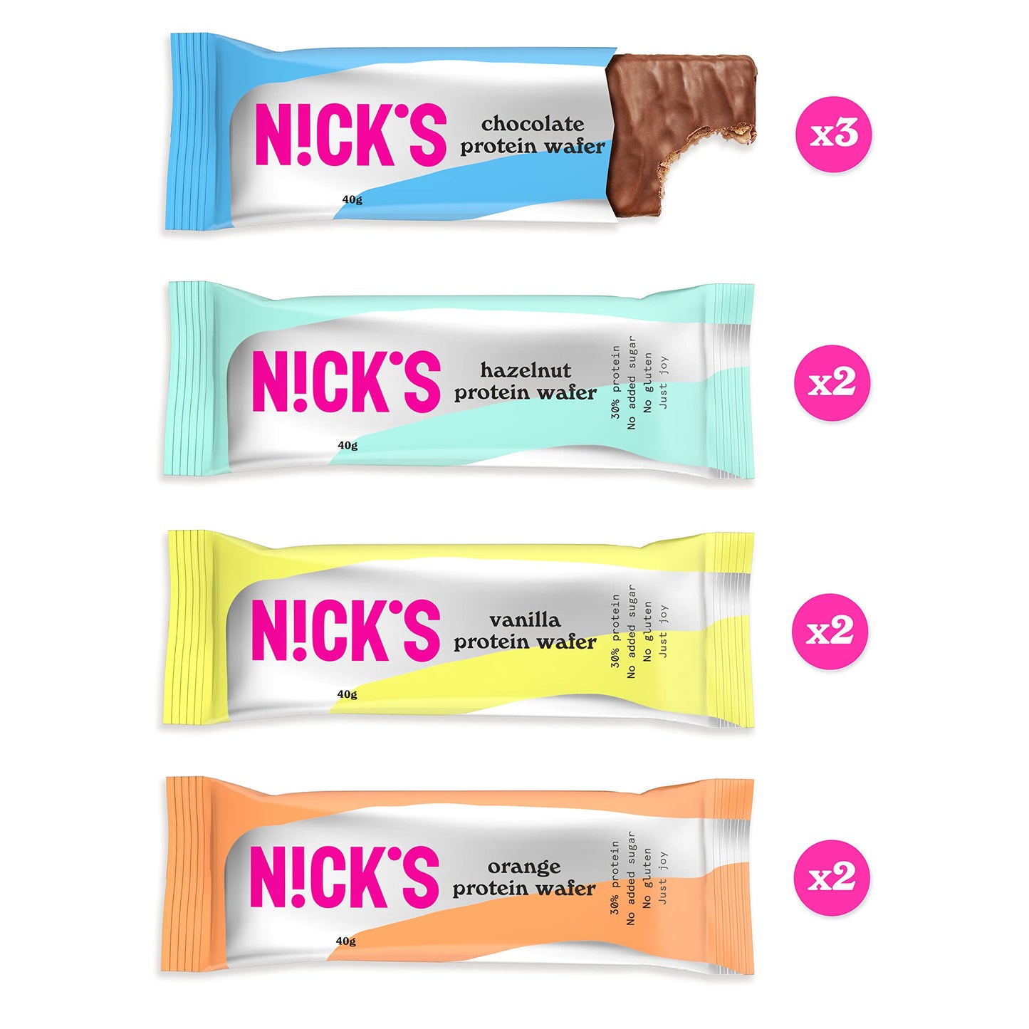 NICKS Protein Wafer Riegel Sport Mix (9x 40g): Low Carb Proteinriegel Schokopladen