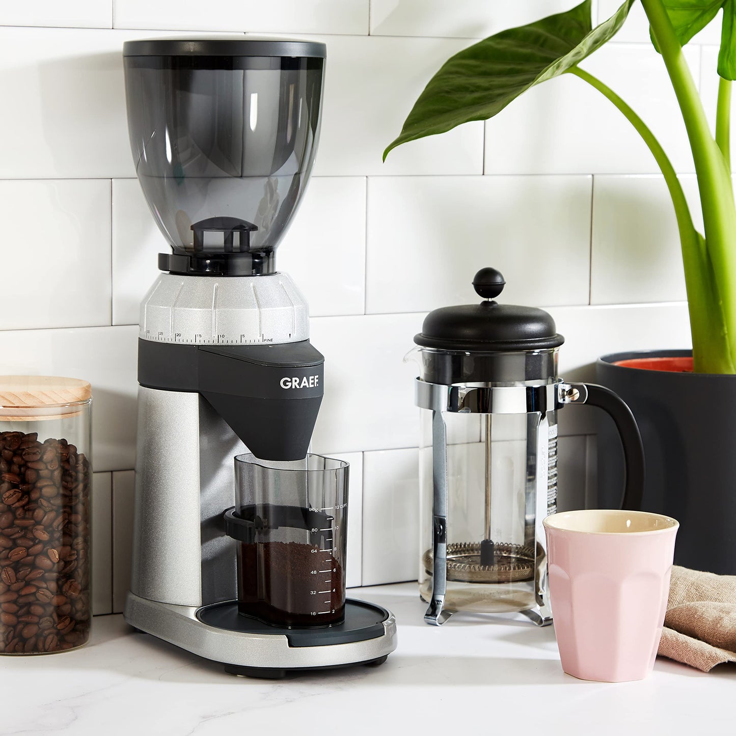 GRAEF (CM800) Elektrische Kaffeemühle '128W' mit Aluminiumgehäuse | 350g Bohnenbehälter