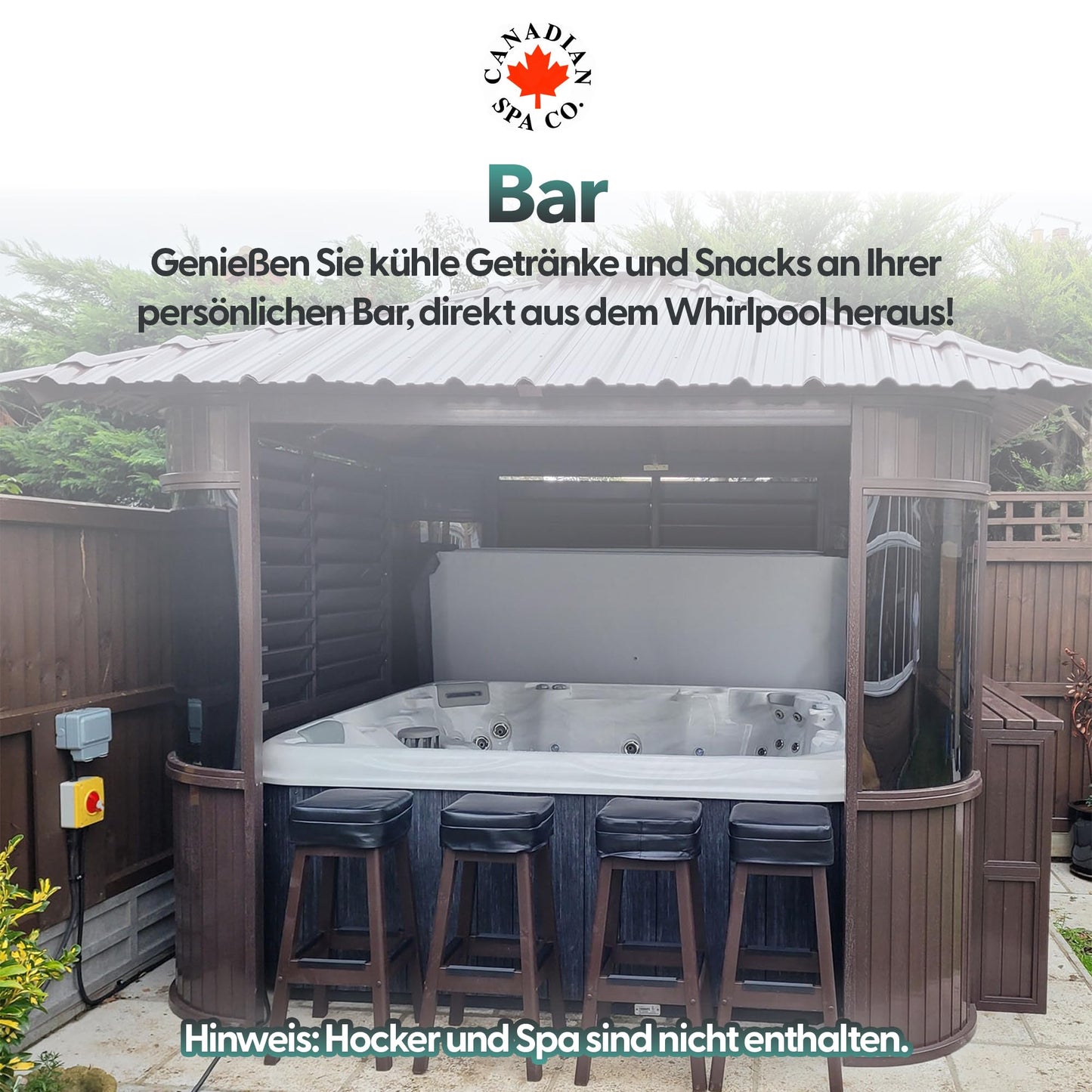 CANADIAN SPA CO. 'Fraser' HotTub Pavillon in Braun: Freistehend, Lamellen- & Dachfenster