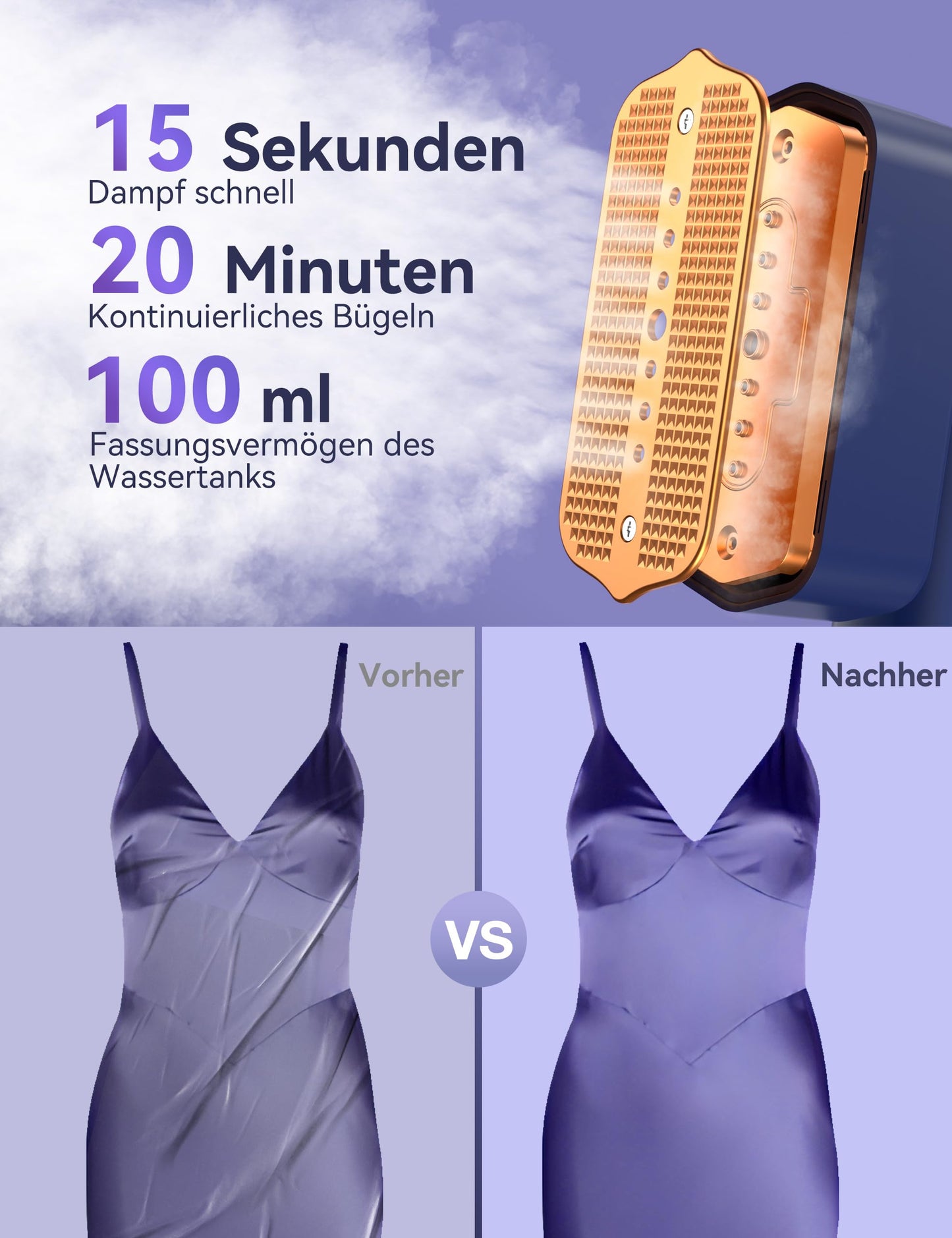 Sundu 2-in-1 Reisebügeleisen mit Dampf- & Trockenfunktion | Leicht, kompakt & leistungsstark