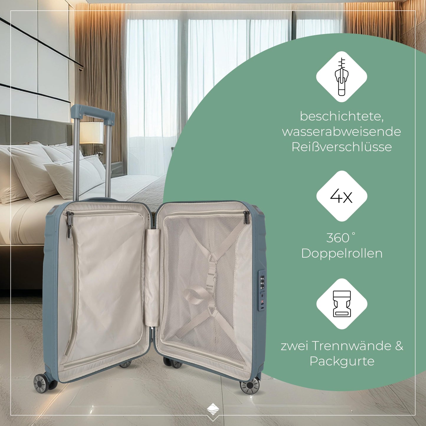 TRAVELITE 'Elvaa' Hartschalen Reisekoffer-Set (3-teilig) mit recyceltem Innenfutter, TSA-Schloss