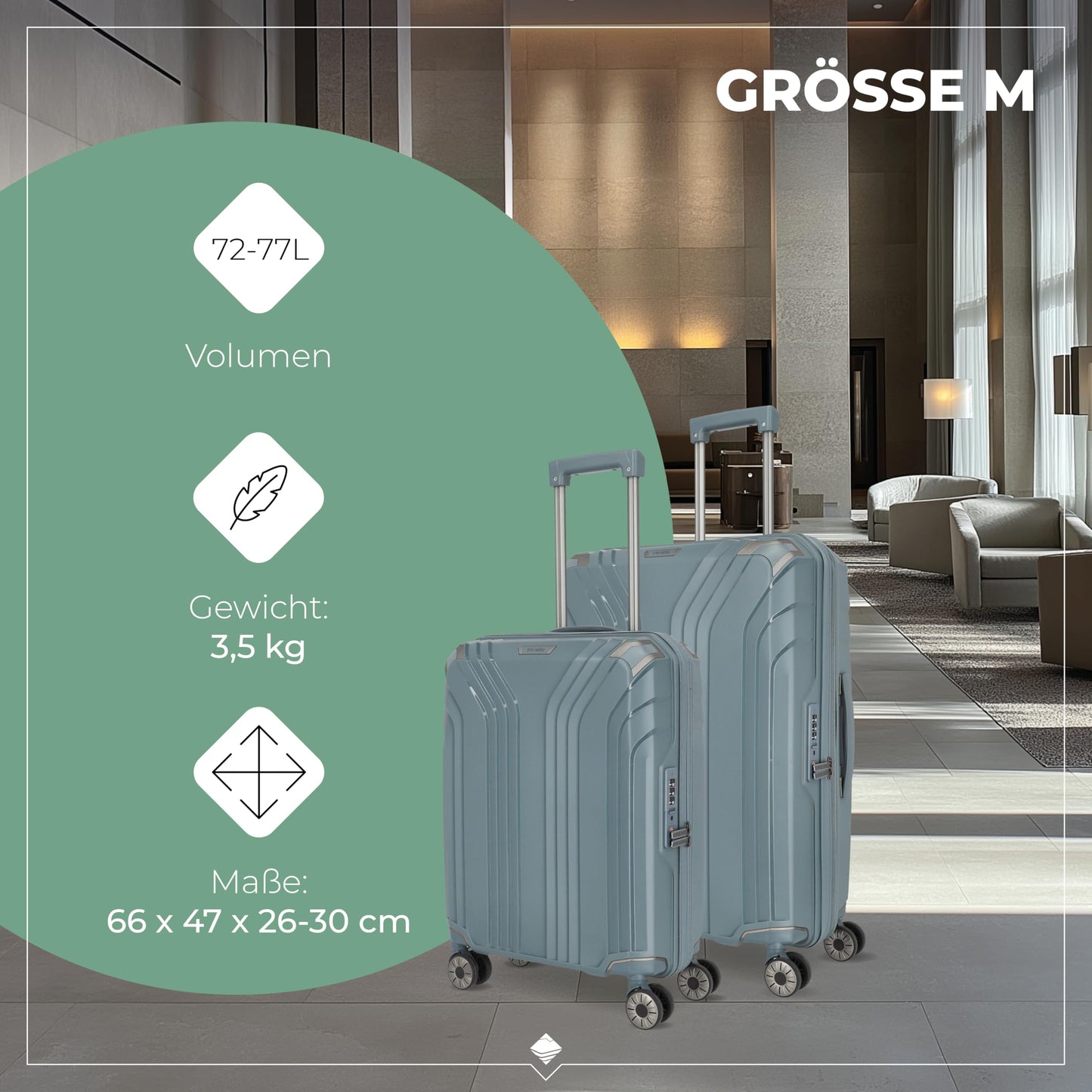 TRAVELITE 'Elvaa' Hartschalen Reisekoffer-Set (3-teilig) mit recyceltem Innenfutter, TSA-Schloss