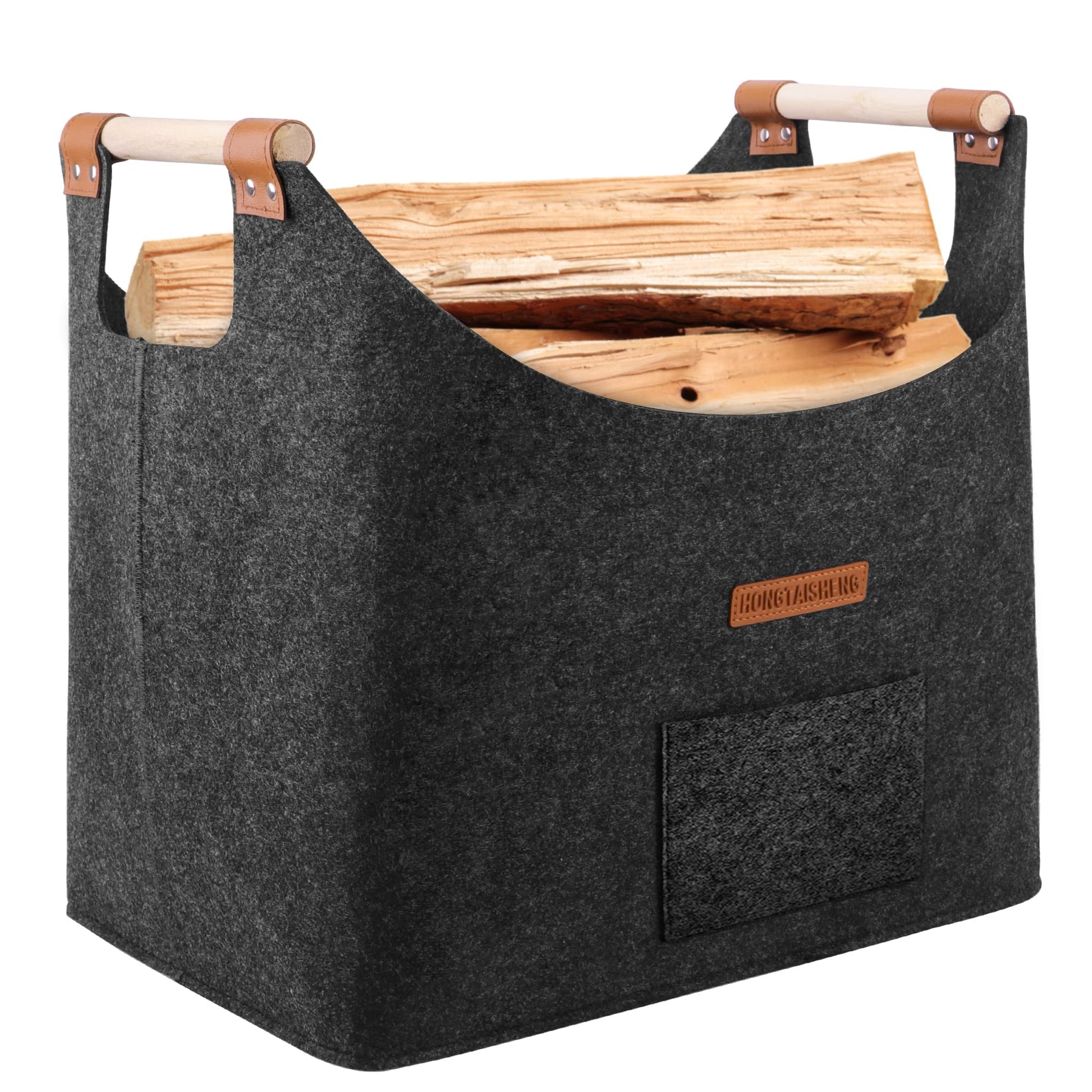 XL Brennholz-Filzkorb mit verstärkter Griff für Einkauf, Holz, Zeitung oder Brennholz