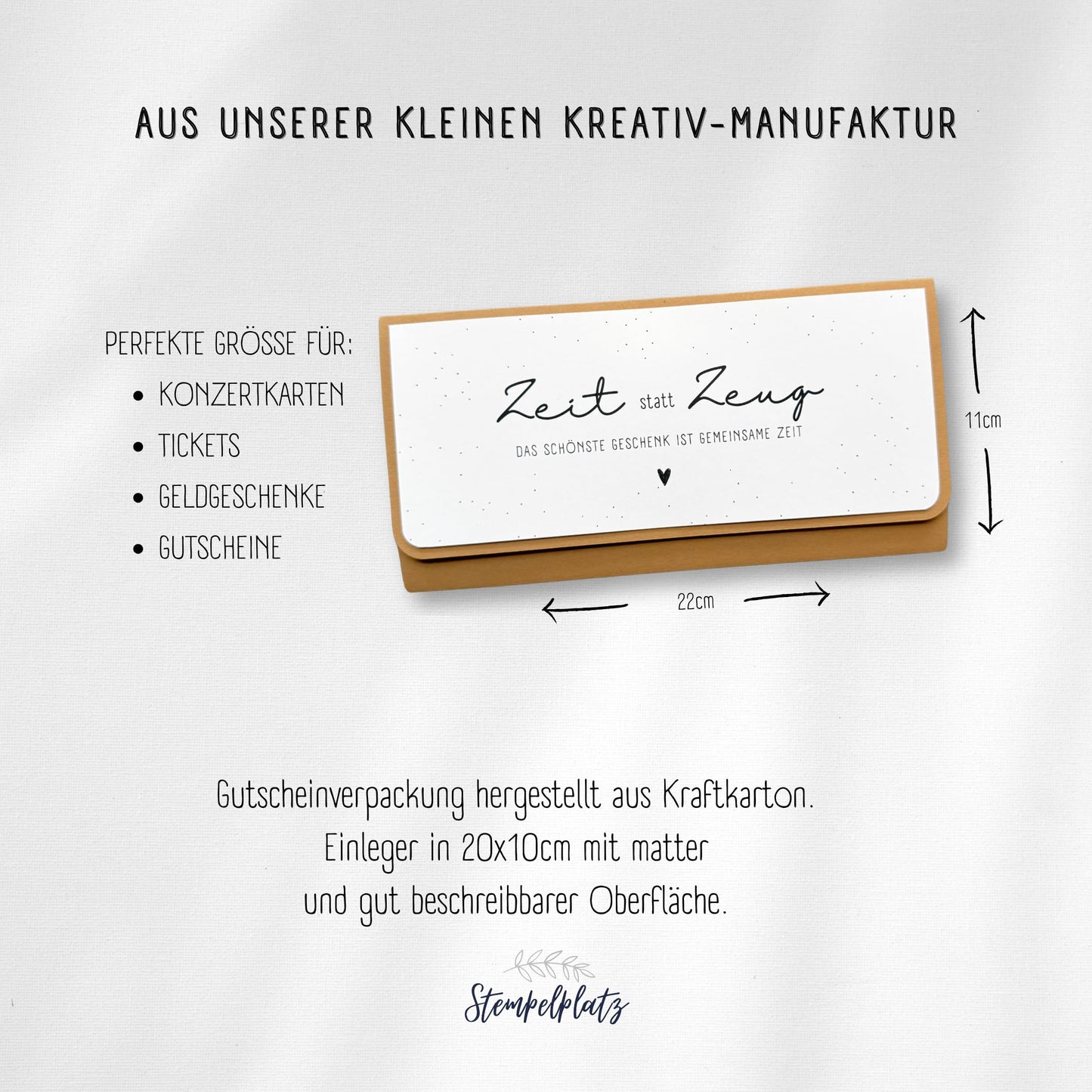 Time instead of stuff (11x22cm): Stylish gift packaging for special moments