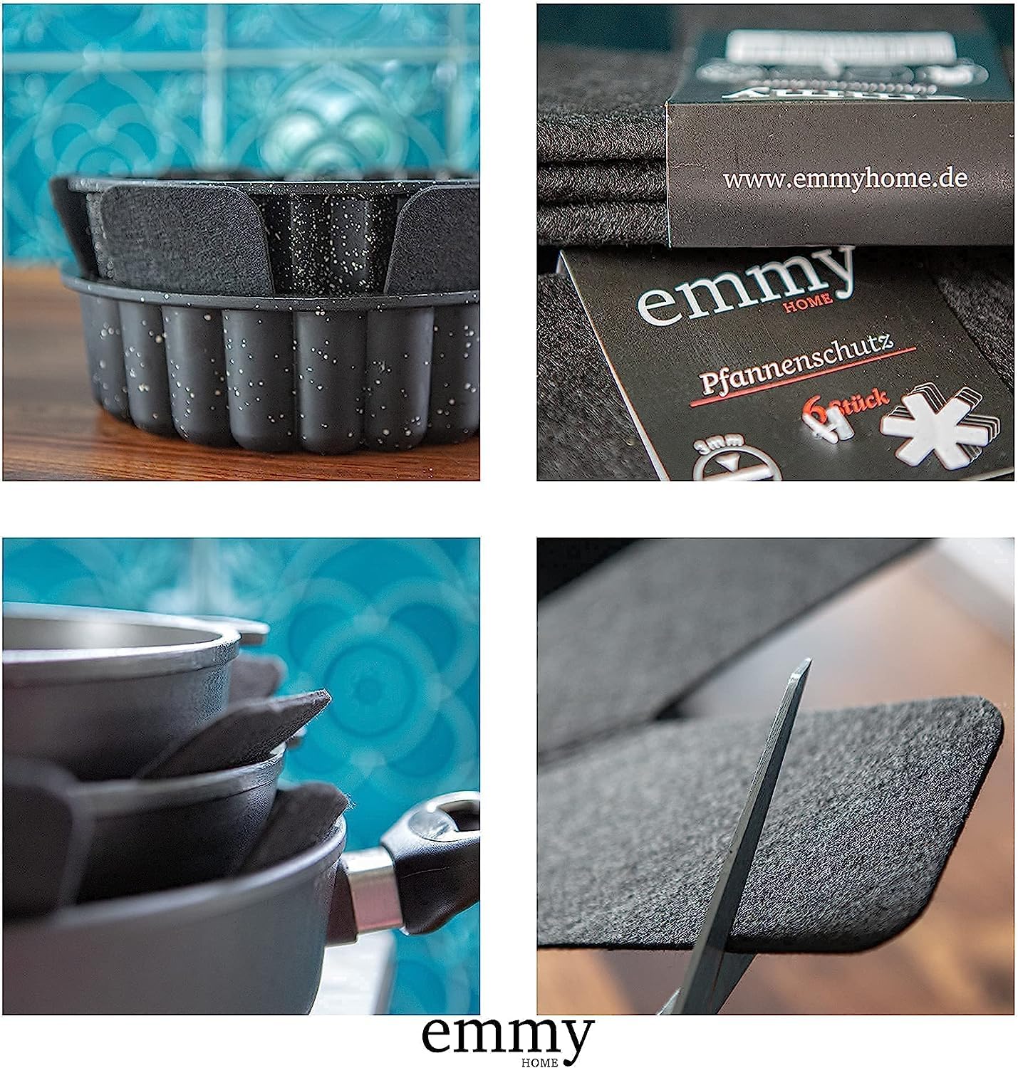 Emmy Home Filz-Pfannenschoner (5 Stück): Stapelschutz, Topfuntersetzer