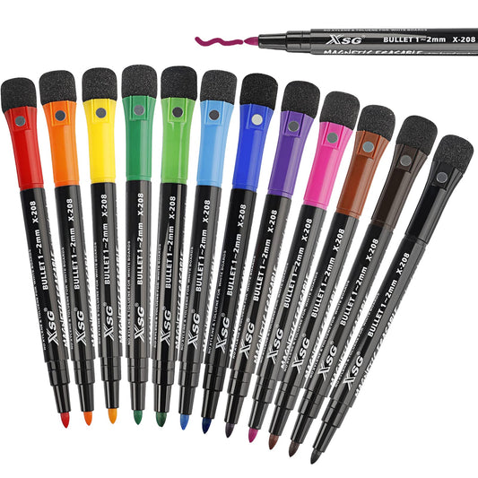 Whiteboard Marker-Stifte mit Schwamm (12er Pack): Trocken Abwischbar