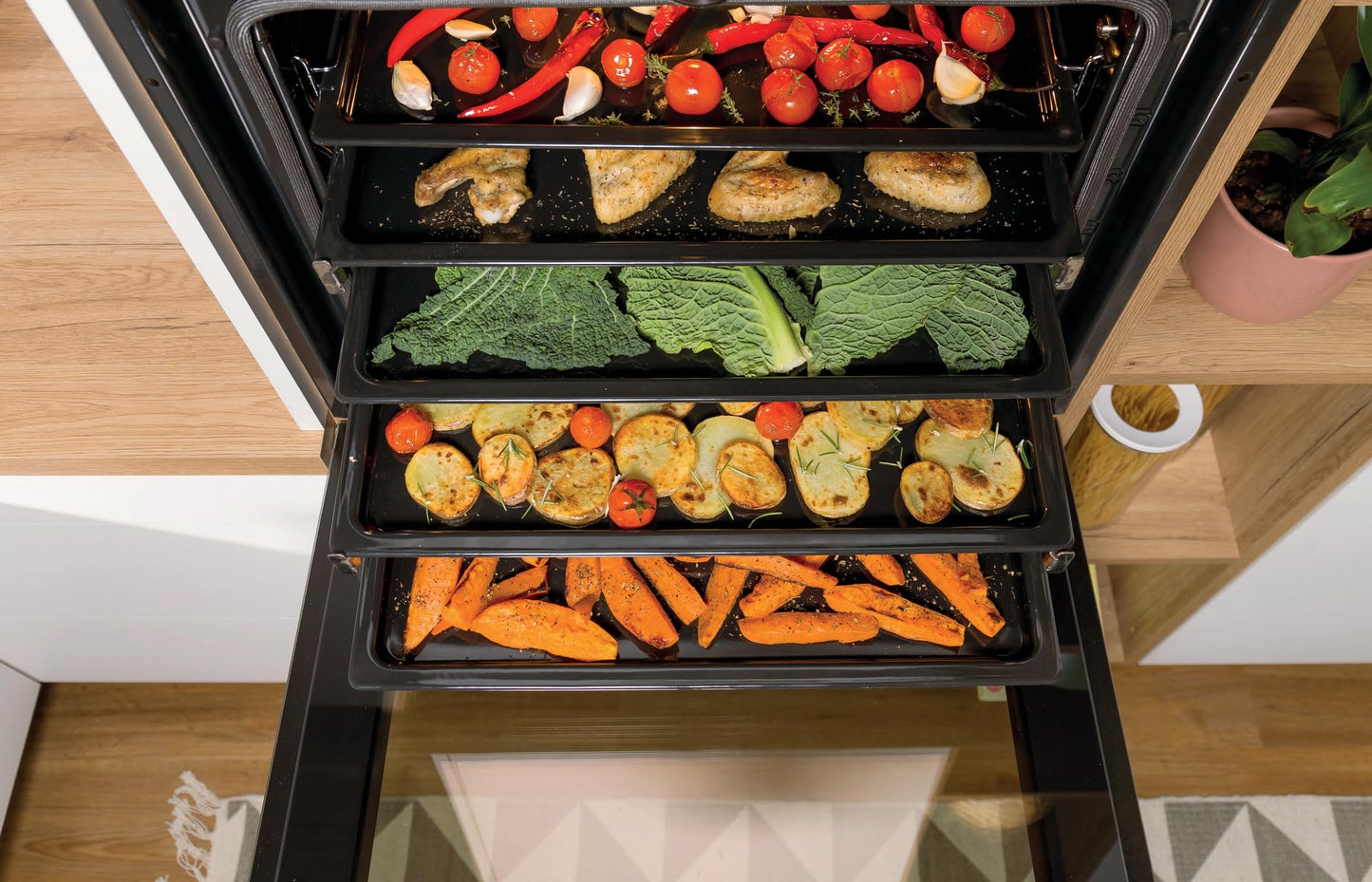 Gorenje Inox convection oven set (77L BigSpace): glass ceramic hob, AquaClea, PizzaMode, AirFry