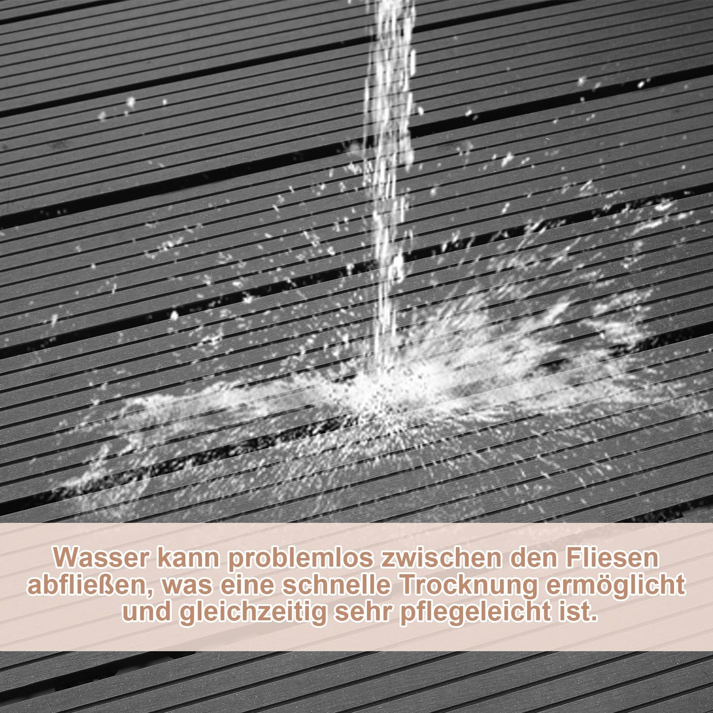 11er-Set WPC Terrassenfliesen für 1m² (30x30cm): Balkon-Klickfliesen mit Drainage | Wasserfest, Korrosionsbeständig