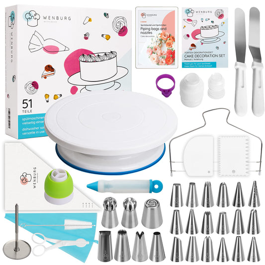 WENBURG Tortenplatte & Tortenständer-Set (51-teilig) | Durchmesser: 28cm für Anfänger und Profis