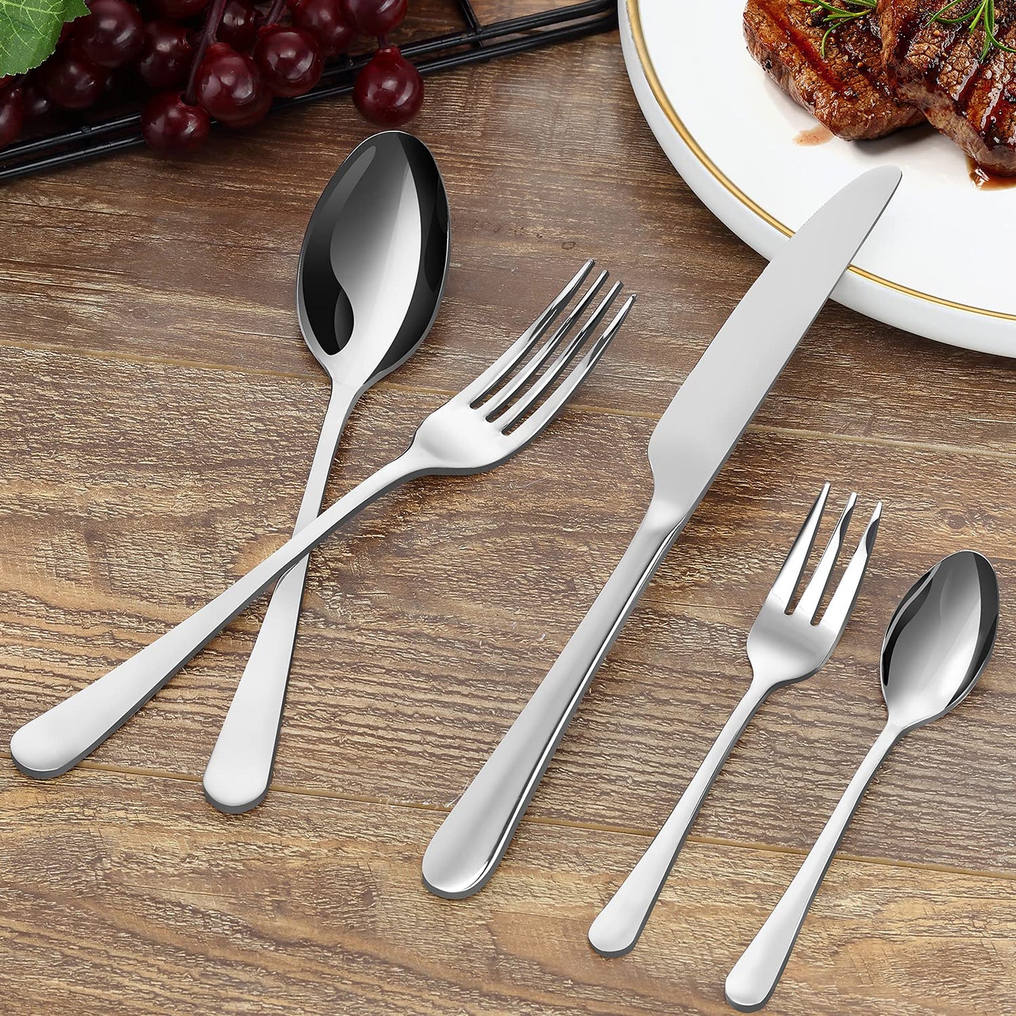 BEWOS Essbesteck-Set für 6 Personen (30-teilig): Spiegelpoliert, Spülmaschinenfest