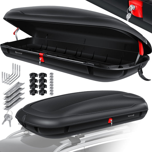 KESSER® Universal Auto Dachbox: Kfz Dachkoffer inkl. Zubehör | Abschließbar mit Carbon-Optik (320L)