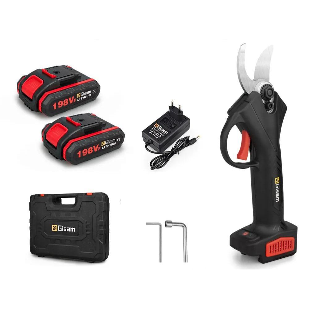 Gisam 198VF 30mm Akku-Elektrischer Astschneider | Wireless Gartenschere (Komplette Set)