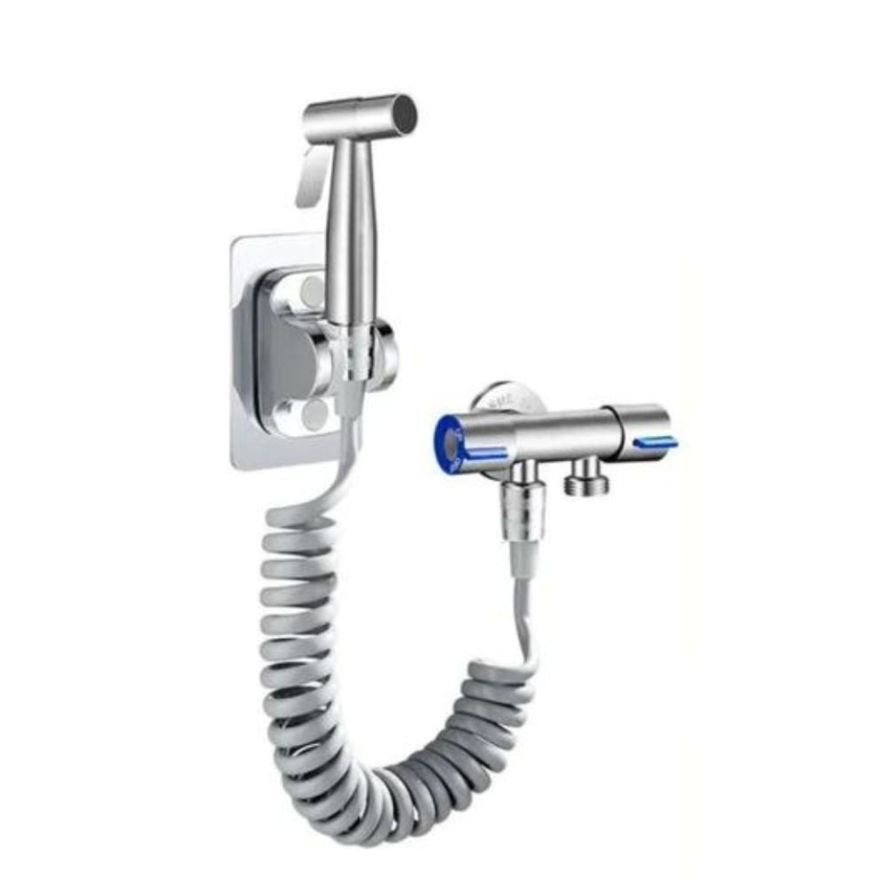 4-in-1 Handgehaltener Bidet-Spritzpistolen-Set aus Edelstahl (Silber)