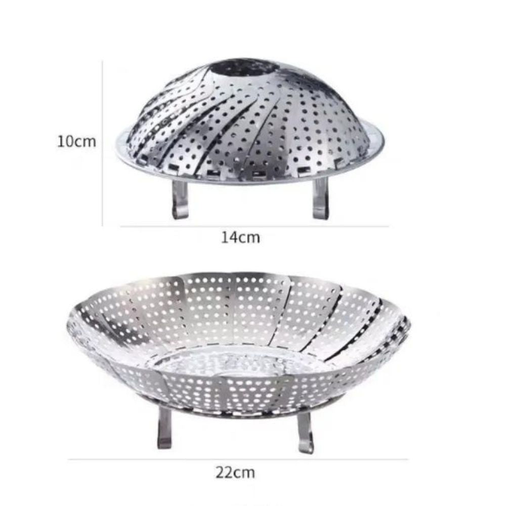 Dampfgarer aus Edelstahl, Netz-Gemüsekocher, erweiterbares Küchenwerkzeug 22cm dm