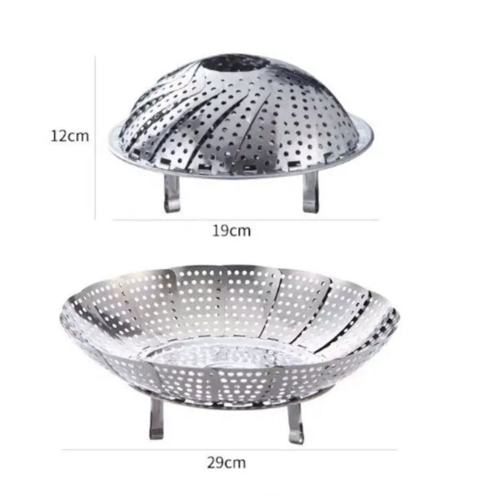 Dampfgarer aus Edelstahl, Netz-Gemüsekocher, erweiterbares Küchenwerkzeug 29cm dm