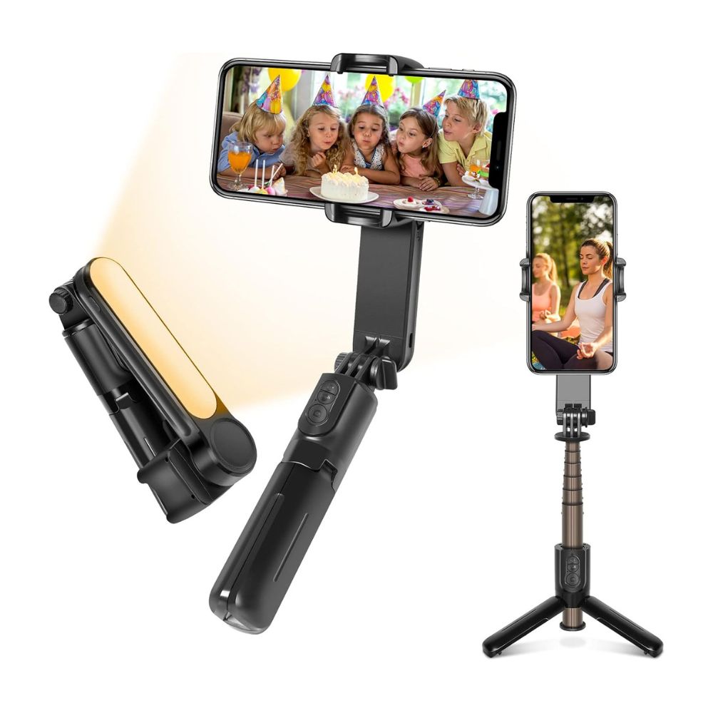 Automatisch Rotation - Verstellbarer Bluetooth Handyhalterung Fülllicht-Selfie-Ständer für iPhone, Samsung, Huawei, Xiaomi