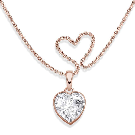 AMOONIC Herzkette für Mädchen (925 Silber) Roségold-vergoldet: Kinderkette mit '45cm' Herzanhänger