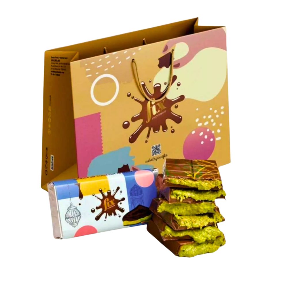 Luxus Dubai Style Schokolade mit Pistaziencreme und knusprigen Teigfäden (200g Tafel)