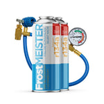 FrostMEISTER 3-in-1 car air conditioning refill kit for R134a (2x 400ml cans & hose with pressure gauge)