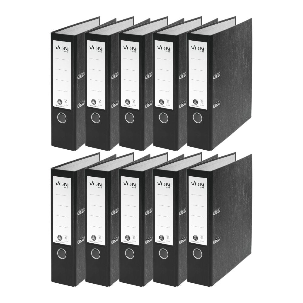 VON Leitz A4 lever arch files (10-pack): 100% recycled paper, FSC-certified for school, home