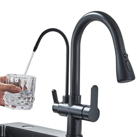 Dual-Wasserhahn mit Filteranschlussoption | 360° drehbar, herausziehbarer 3-Weg Sprüher
