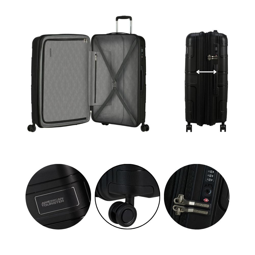 AMERICAN TOURISTER Skymax 3-teilig Koffer-Set in Schwarz | TSA-Schloss