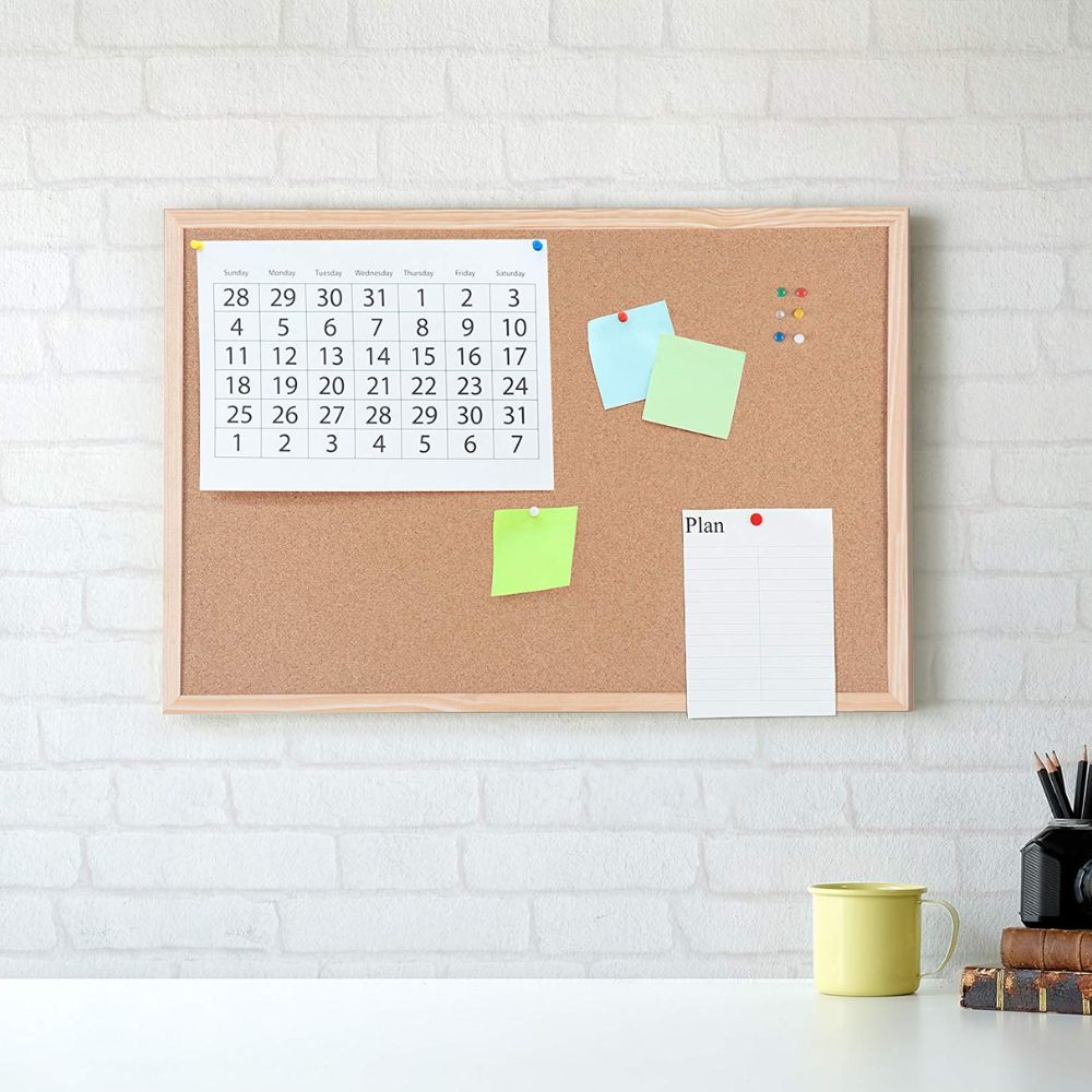 Bi-Office Korktafel-Pinnwand mit Holzrahmen (60x45cm) in verschiedenen Größen