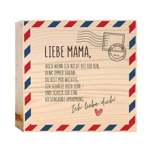 Muttertagsgeschenk 'Brief an Mutter' Holzbild + Reagenzglas zum Hinstellen